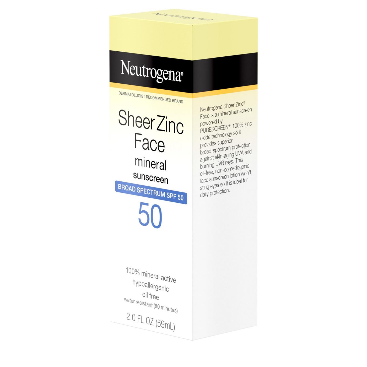 Neutrogena Sheer Zinc Face Mineral Sunscreen - SPF 50; image 3 of 8