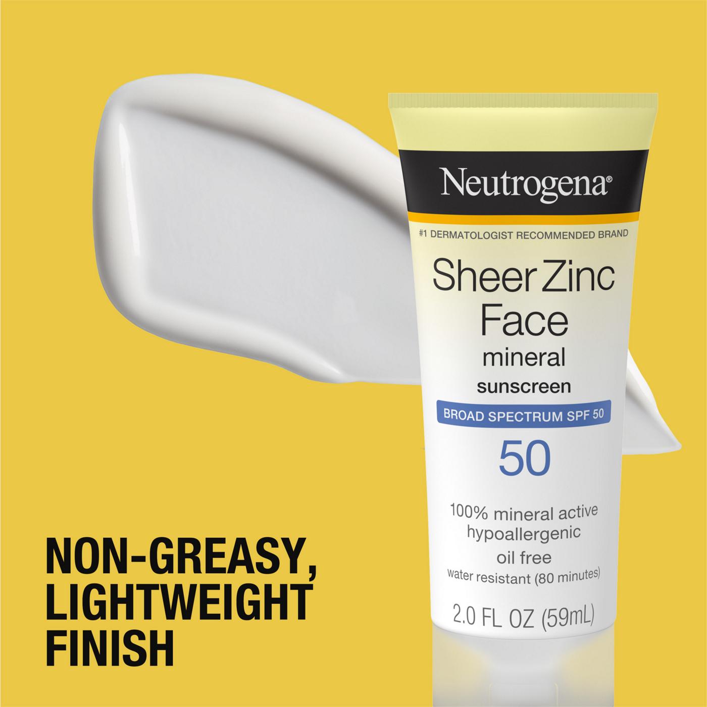 Neutrogena Sheer Zinc Face Mineral Sunscreen - SPF 50; image 8 of 8