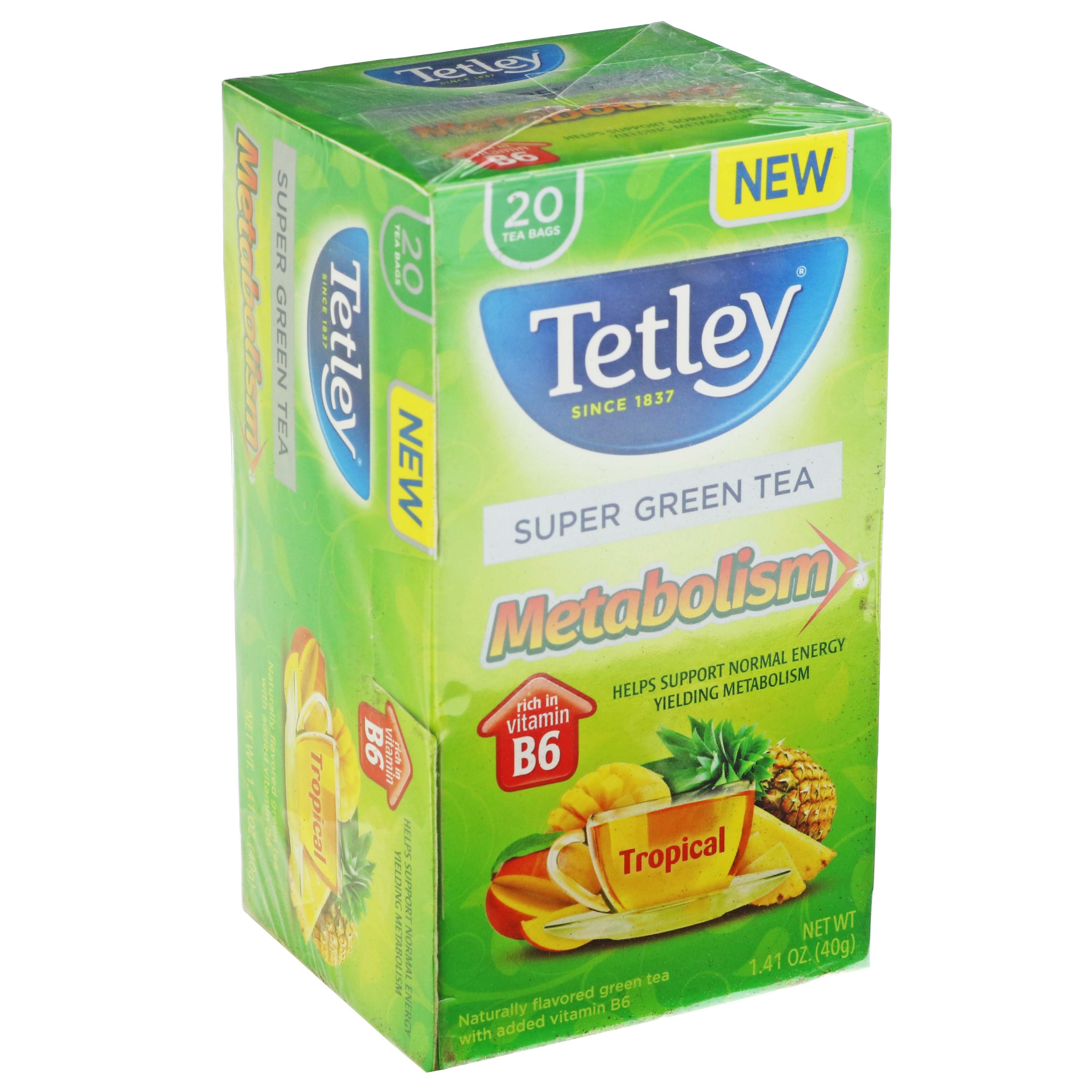 Tetley Super Green Tea Metabolism Tropical Flavor Shop Tea at HEB