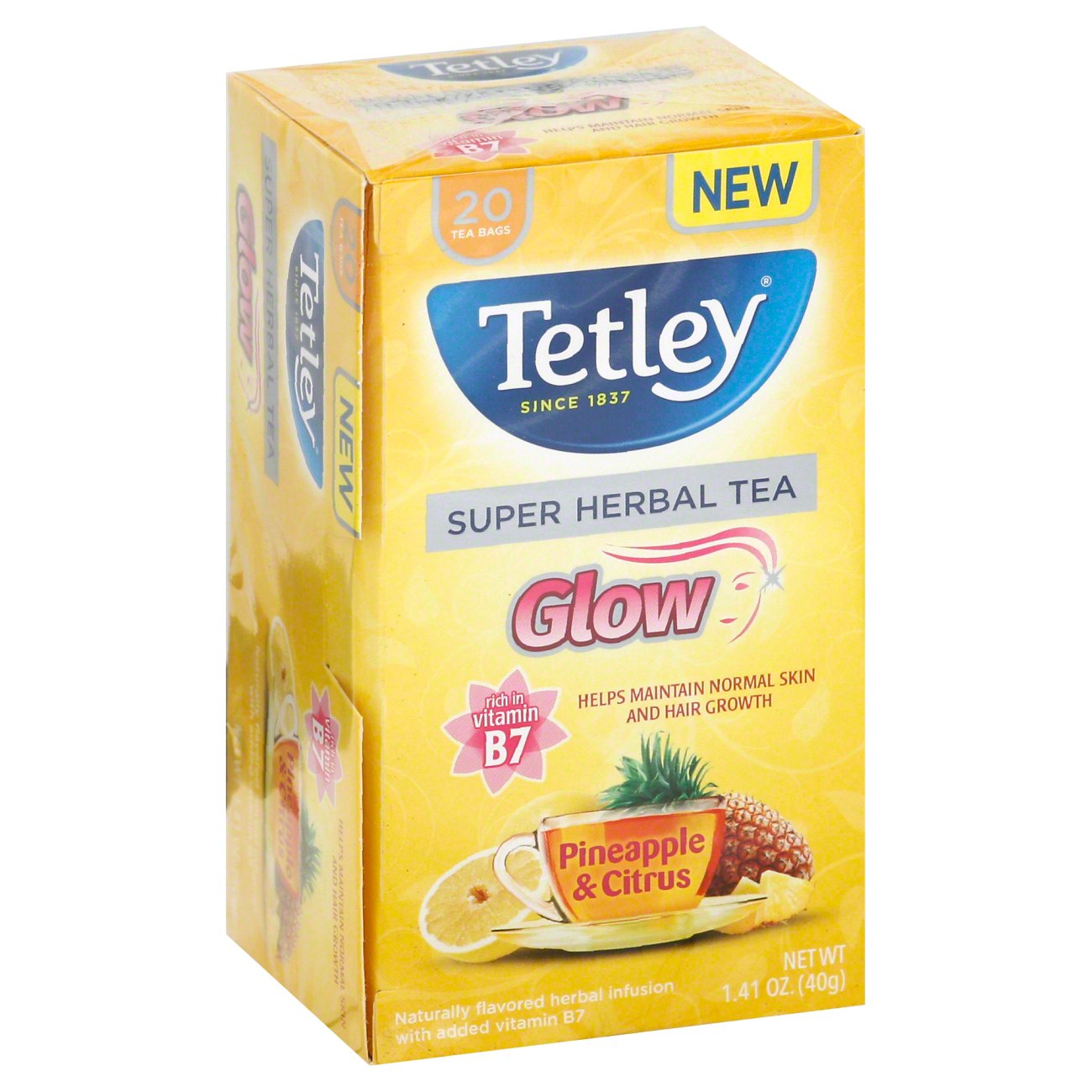 Tetley Super Herbal Tea Glow Pineapple And Citrus Flavor Shop Tea at