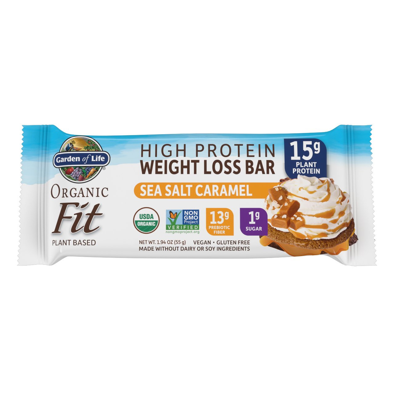 Garden of Life Organic Fit Weight Loss 14g Protein Bar Sea Salt