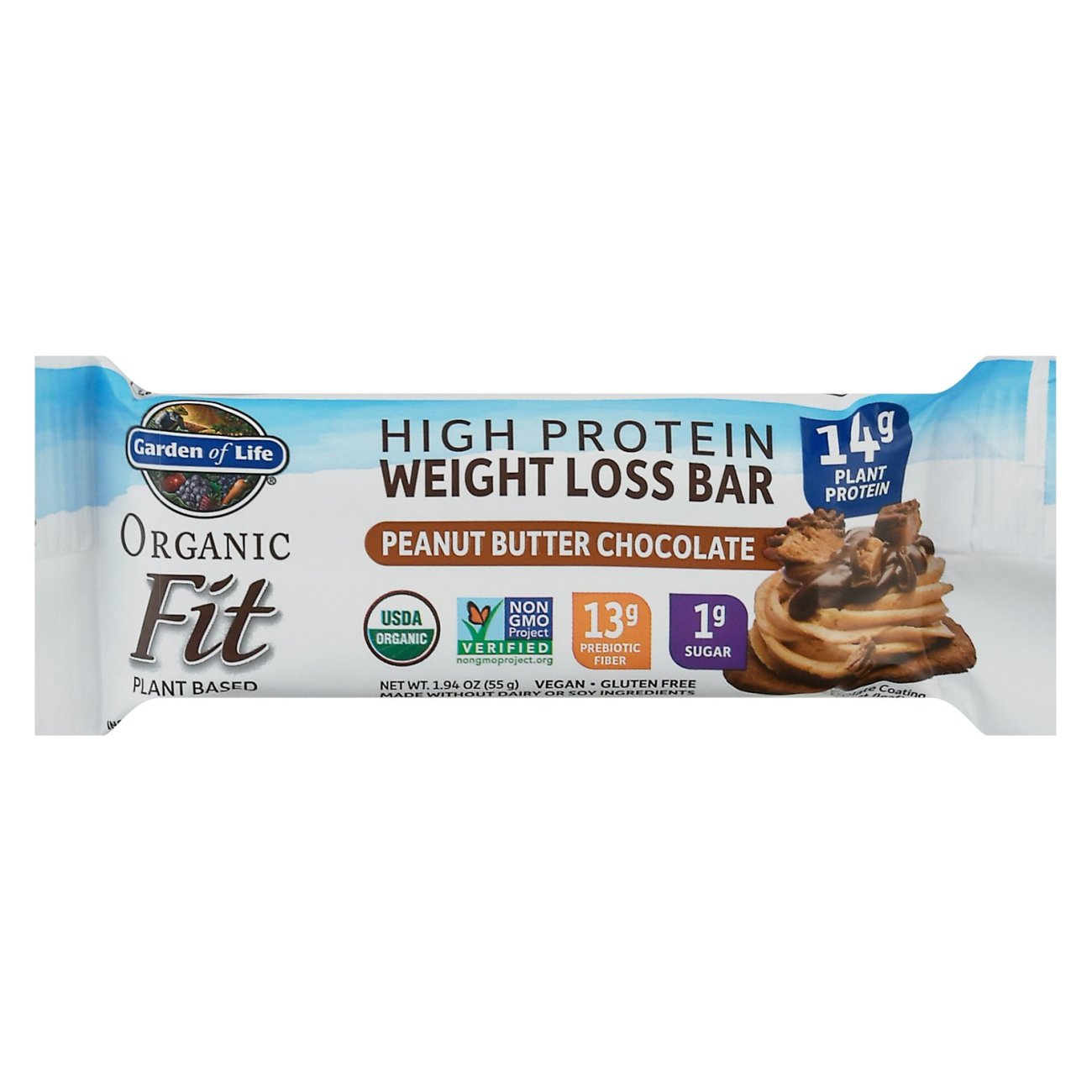 Garden of Life Organic Fit 14g Protein Weight Loss Bar Peanut Butter