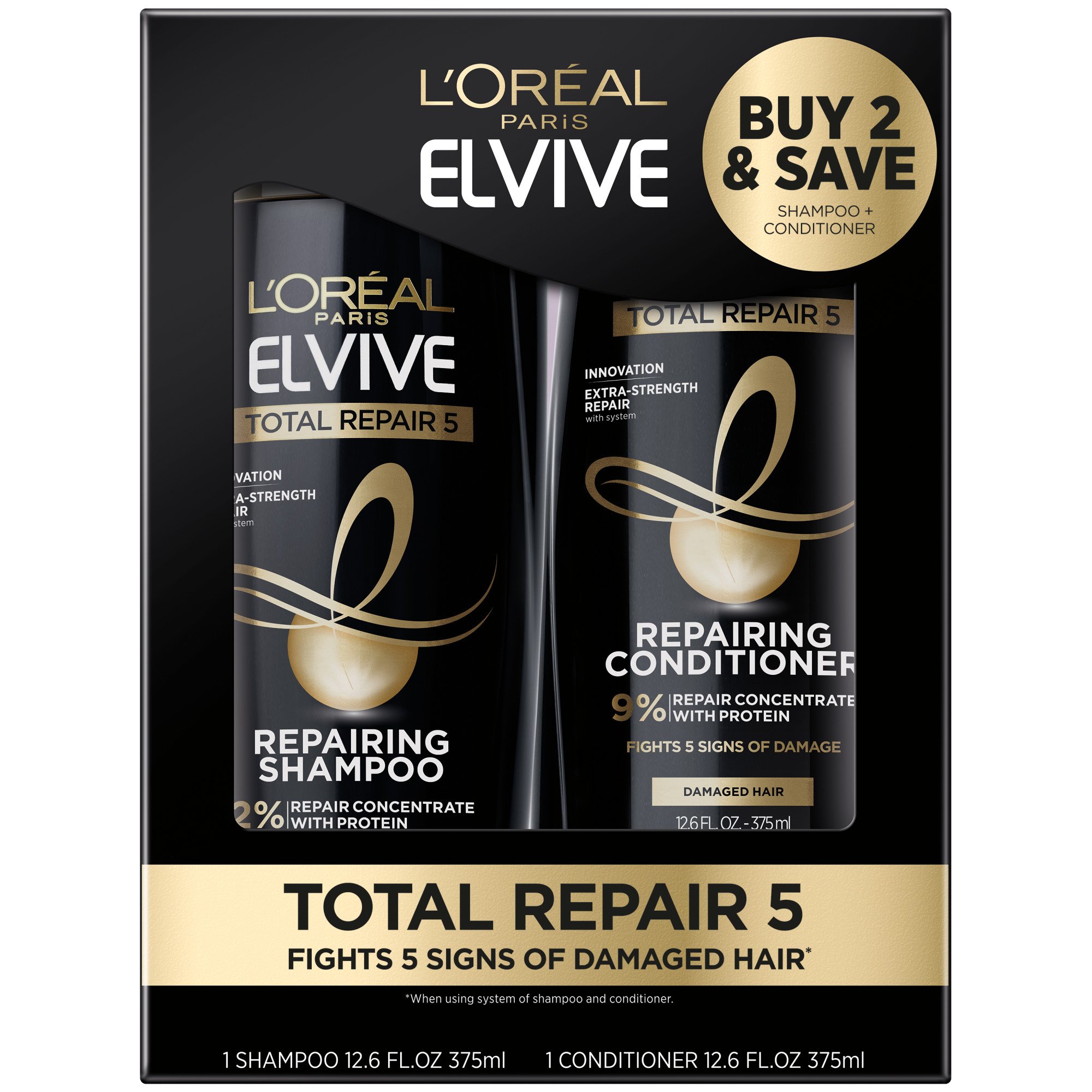 L Oreal Paris Elvive Total Repair 5 Repairing Shampoo and Conditioner Set