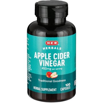 H-E-B Herbals Apple Cider Vinegar Capsules - 450 mg, 100 ct