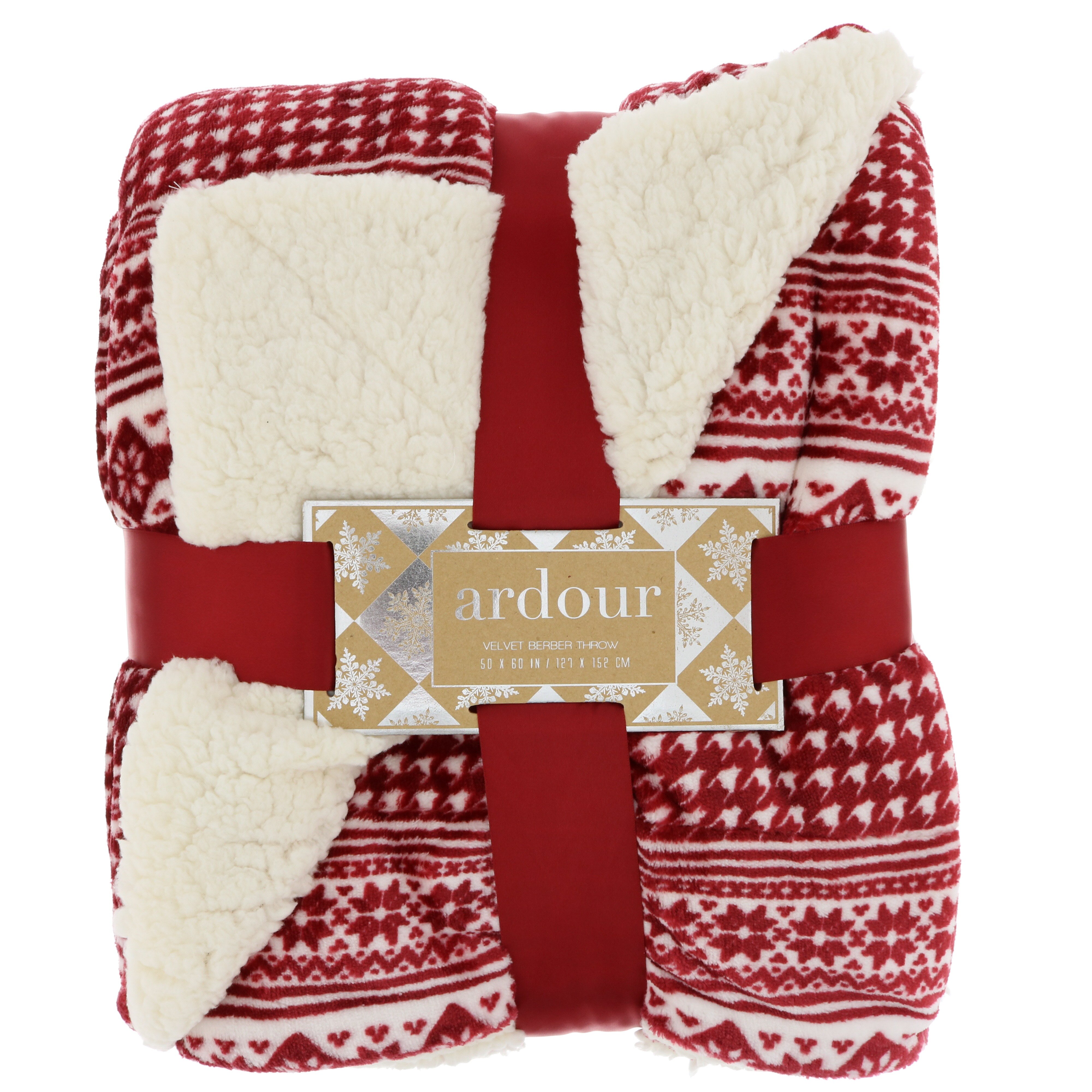 Northpoint Trading Ardour Fair Isle Velvet Berber Throw, Red Shop