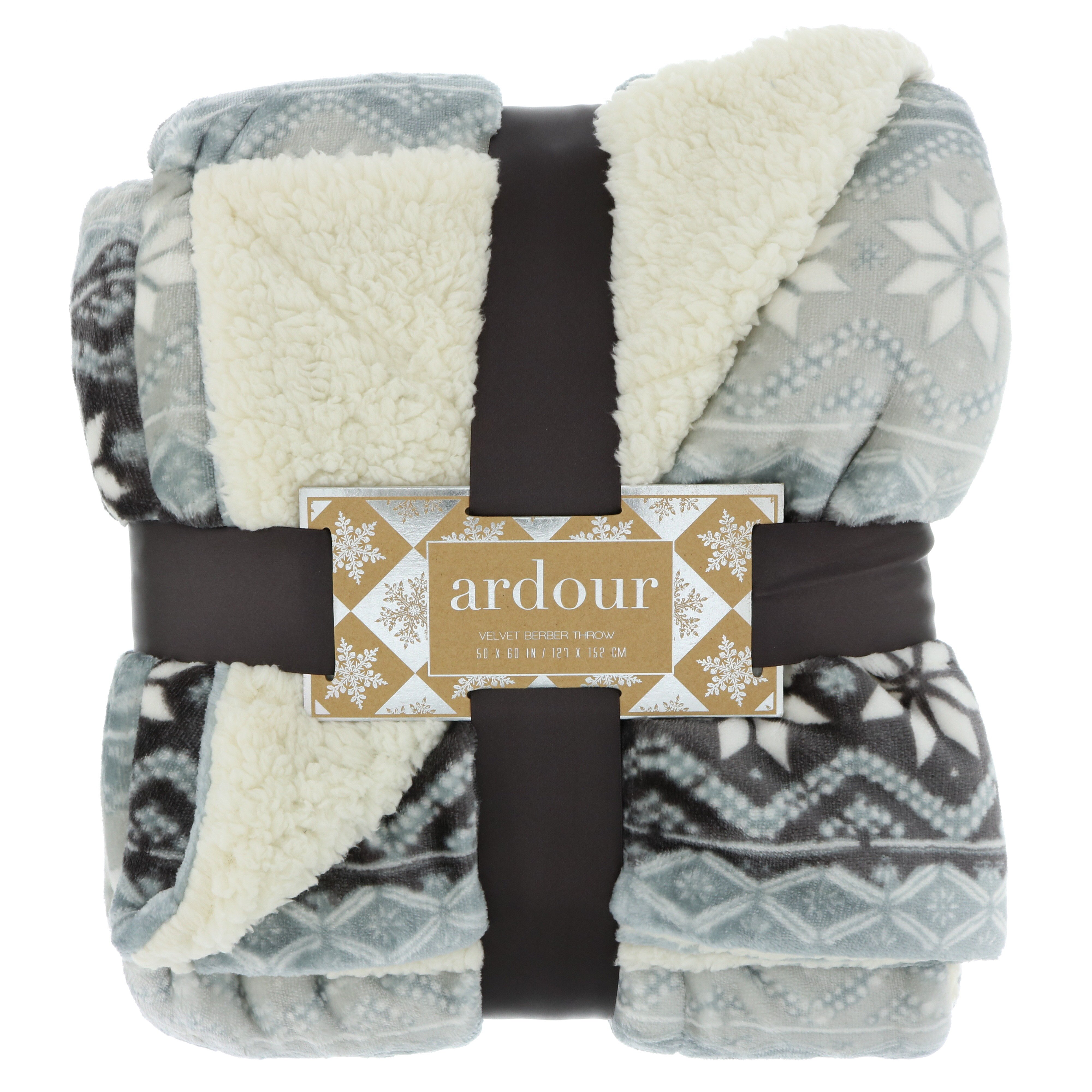 Northpoint Trading Ardour Fair Isle Velvet Berber Throw, Grey Shop