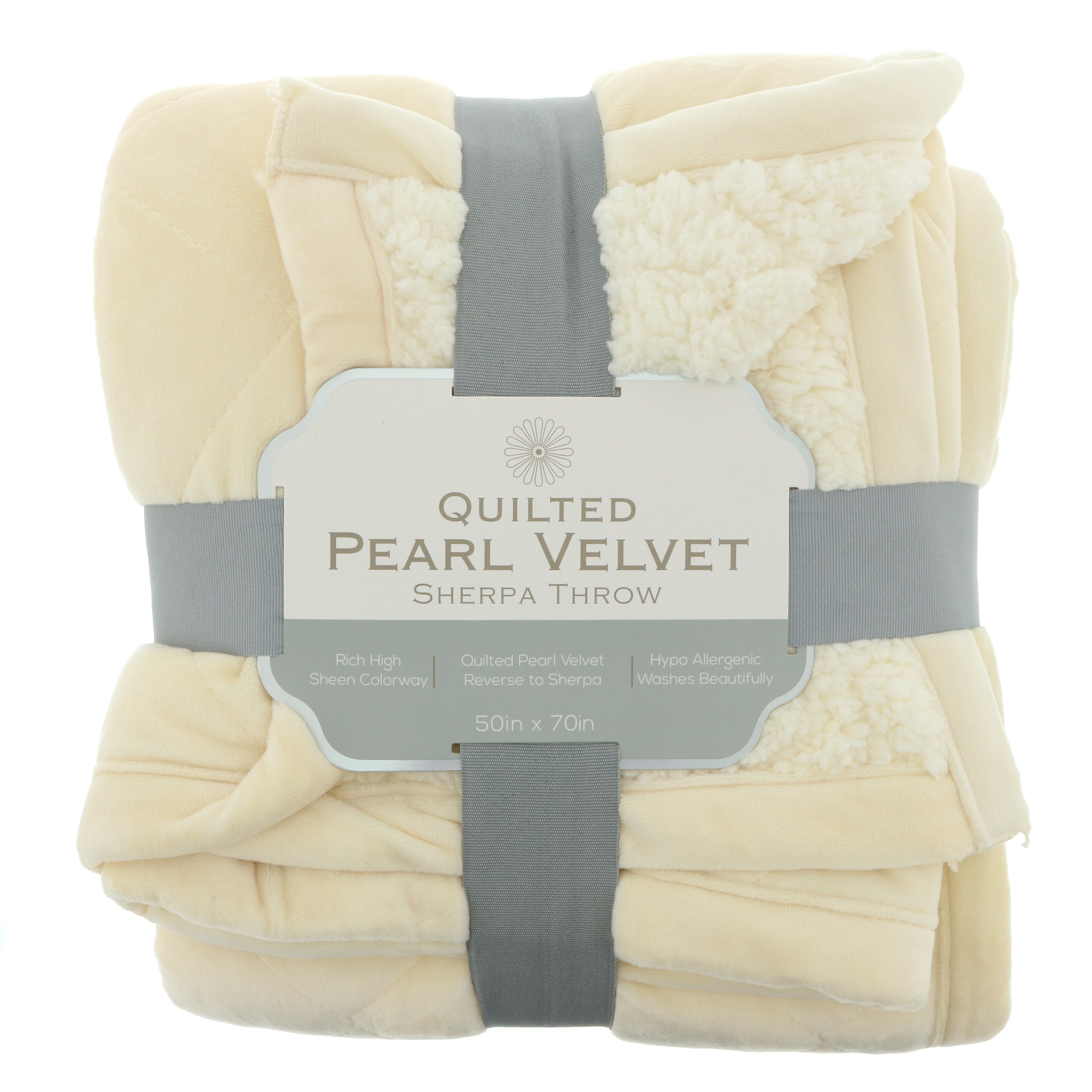 Crest Mills Cream Quilted Pearl Velvet Sherpa Throw - Shop Blankets ...