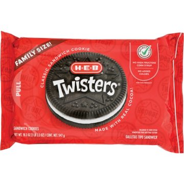 H-E-B Twisters Sandwich Cookies - Family-Size, 19.3 oz