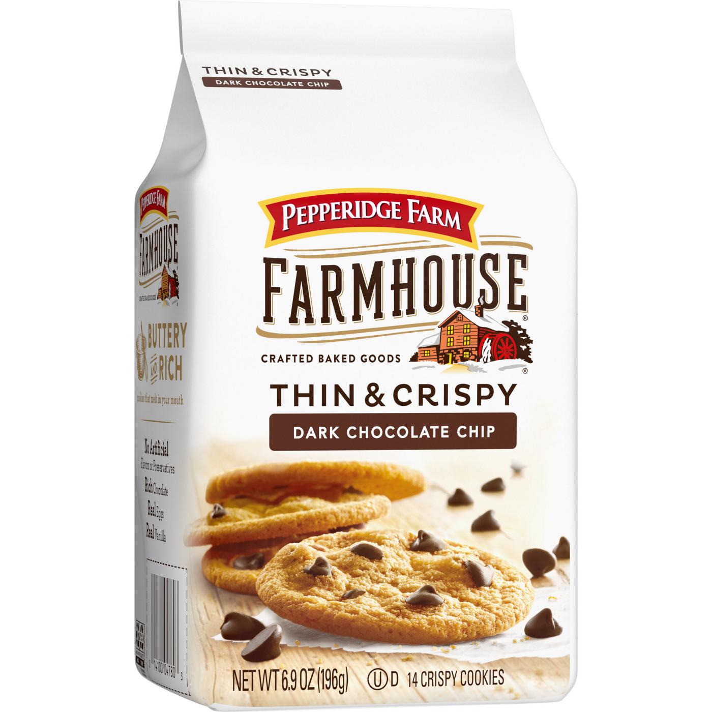 Pepperidge Farm Farmhouse Thin & Crispy Dark Chocolate Chip Cookies; image 4 of 9