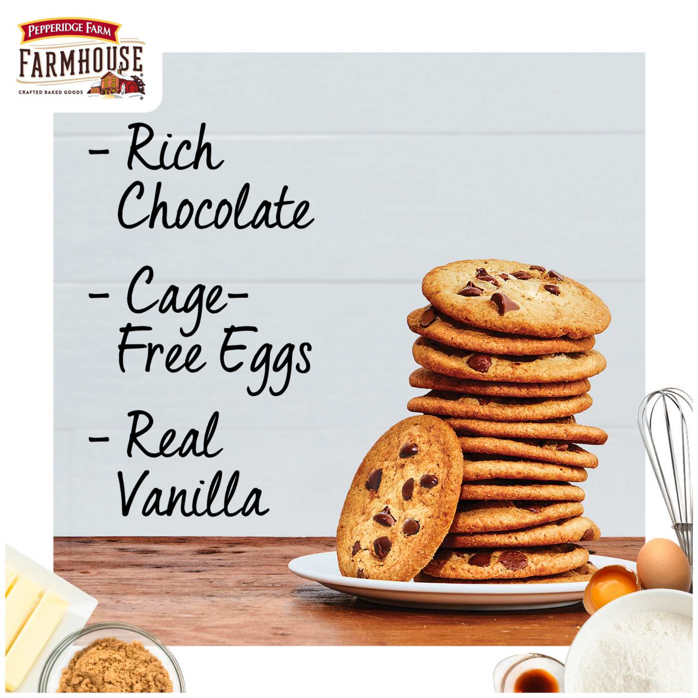 Pepperidge Farm Farmhouse Thin & Crispy Milk Chocolate Chip Cookies; image 2 of 9