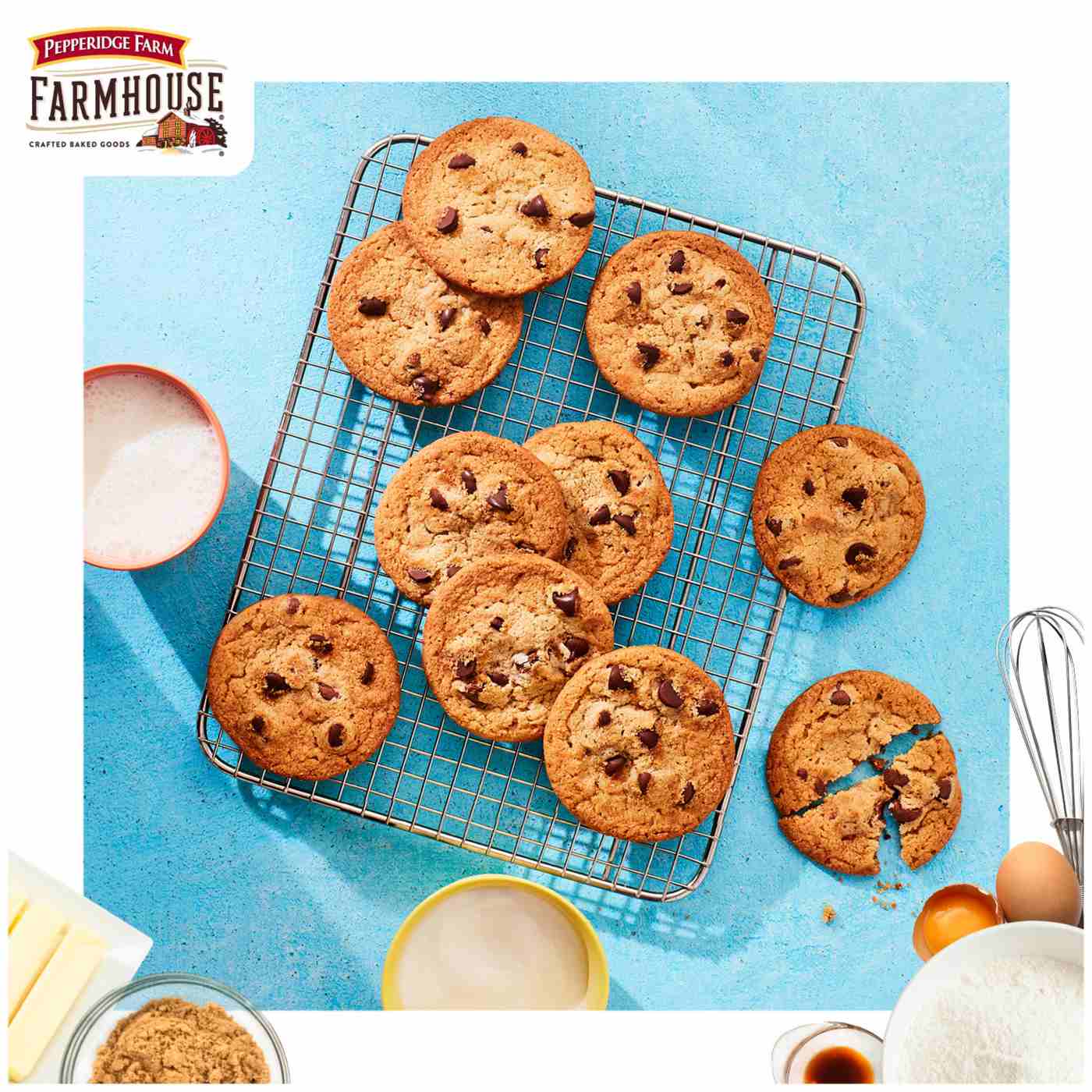 Pepperidge Farm Farmhouse Thin & Crispy Milk Chocolate Chip Cookies; image 3 of 9