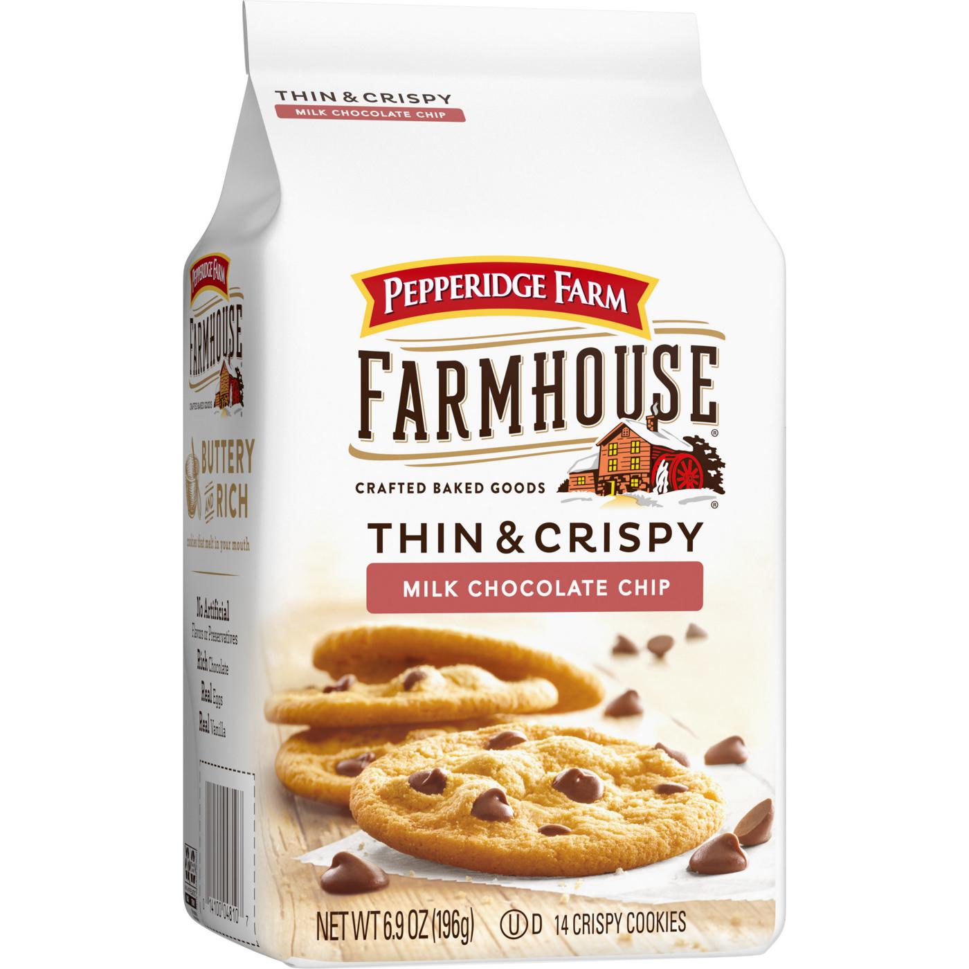 Pepperidge Farm Farmhouse Thin & Crispy Milk Chocolate Chip Cookies; image 4 of 9