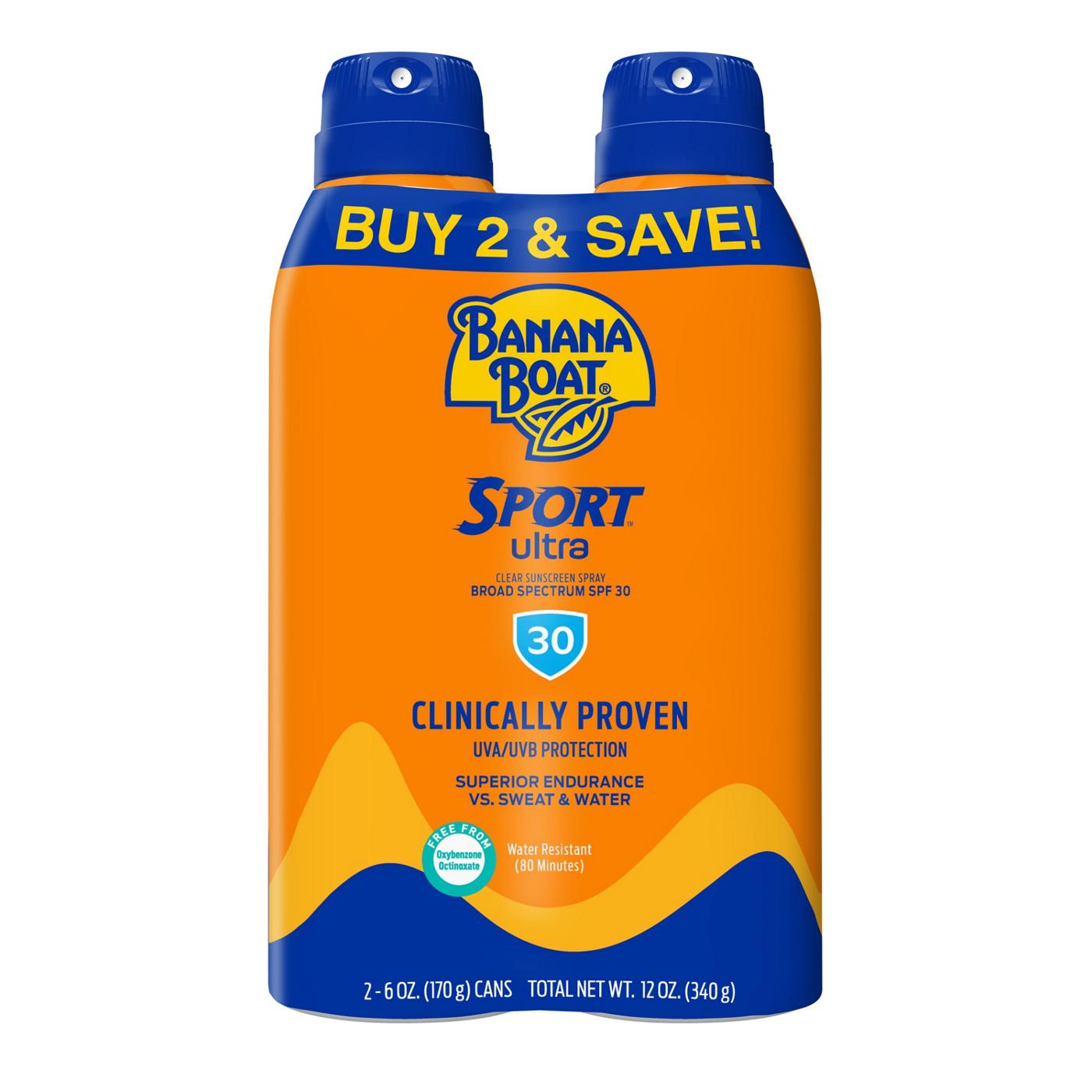 Banana Boat Sport Performance Clear Spray Twin Pack Sunscreen Broad Spectrum SPF 30; image 1 of 8