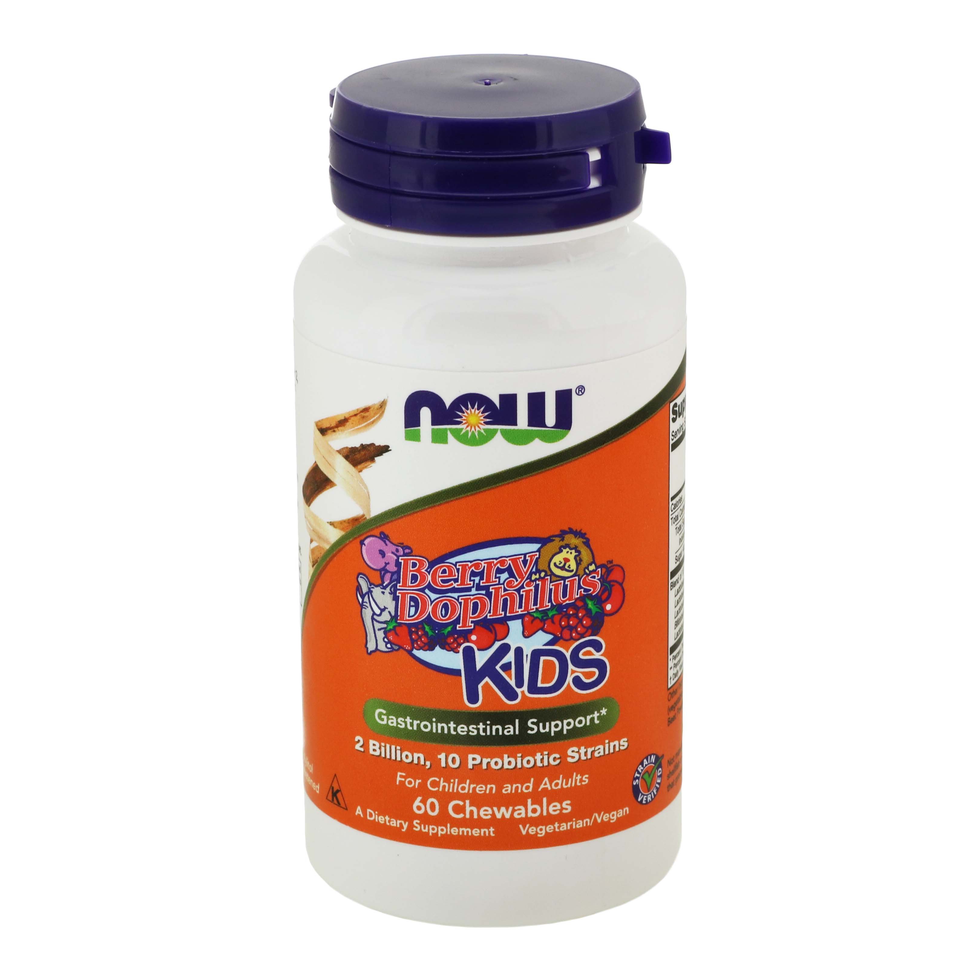 NOW Berry Dophilus Chewables For Children And Adults, 60 ct