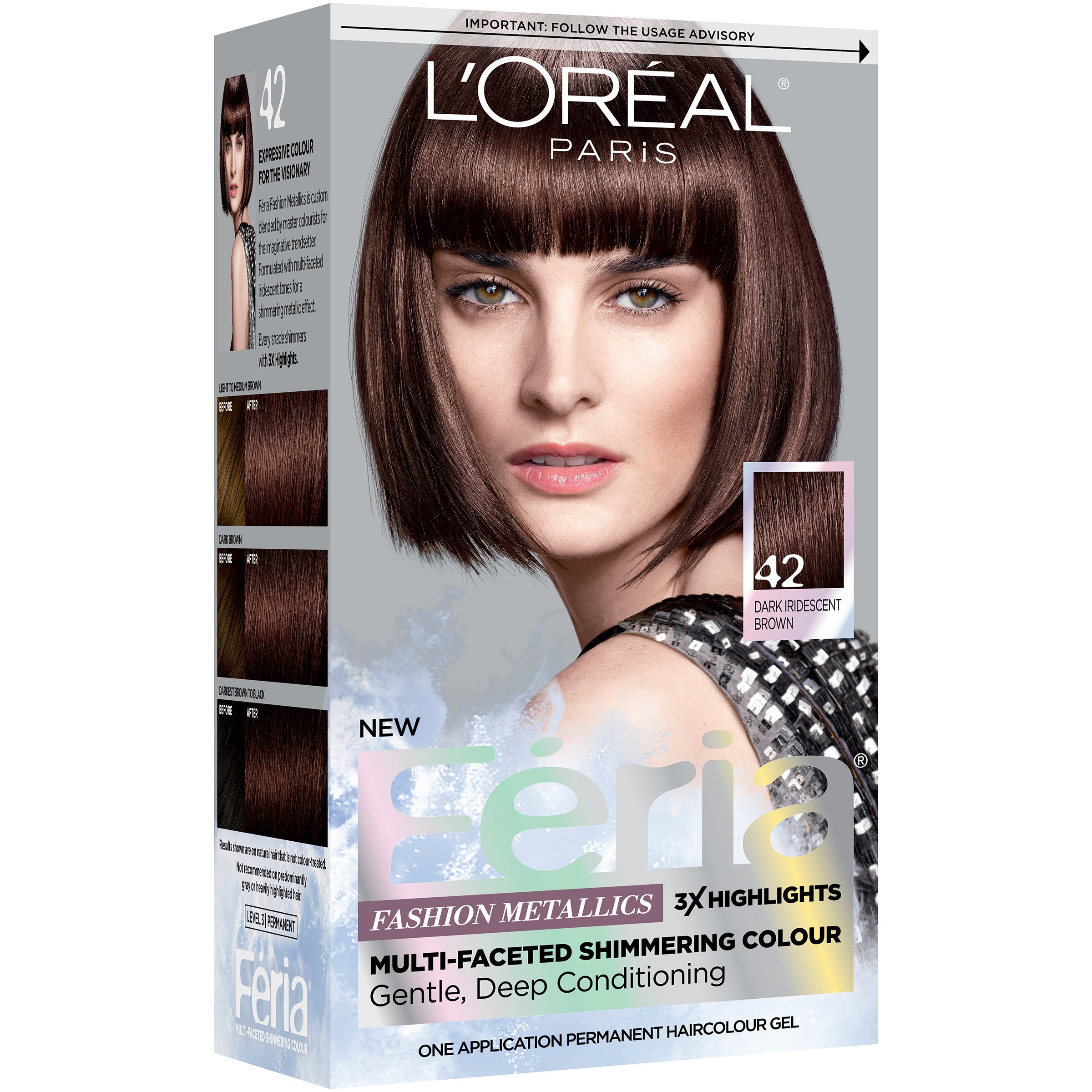 L'Oreal Paris Feria Permanent Hair Color, 42 Chrome Plum (Dark
