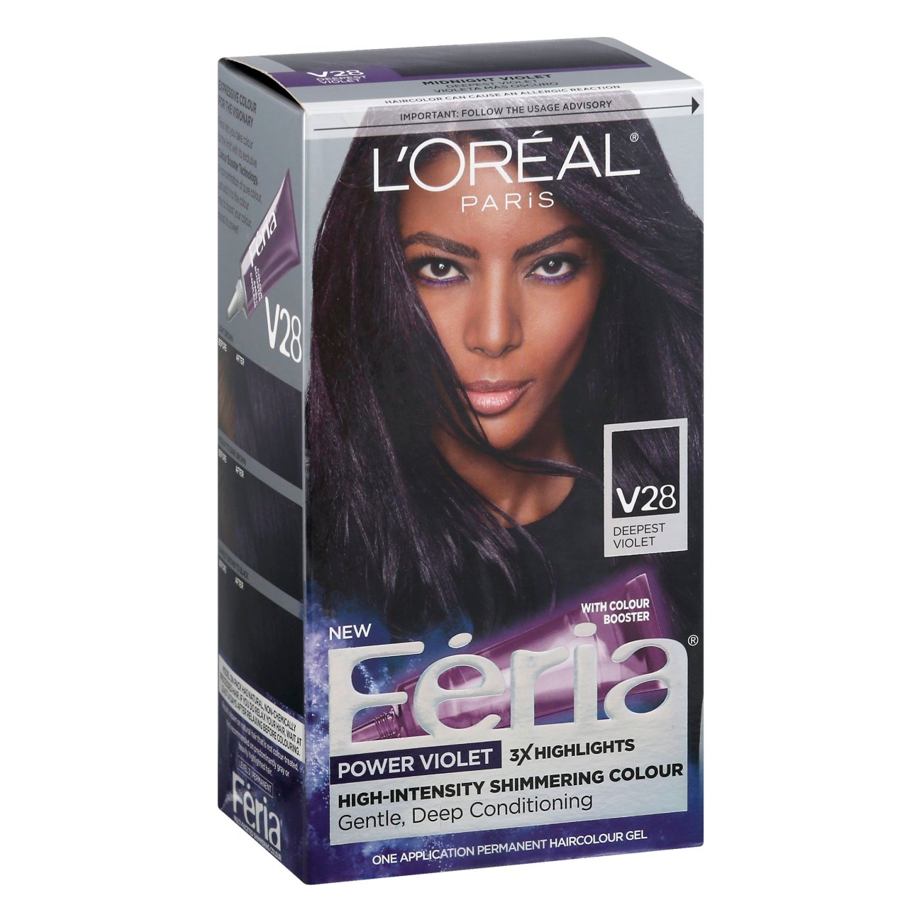 L Oreal Paris Feria Permanent Hair Color V28 Midnight Violet Deepest Violet Shop Hair Color At H E B