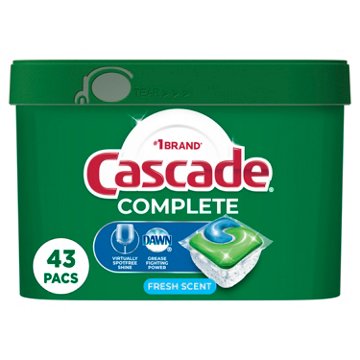 Cascade Complete Dishwasher Pods, Fresh Scent, 43 ct