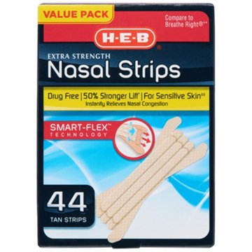 H-E-B Extra Strength Tan Nasal Strips – Value Pack, 44 ct