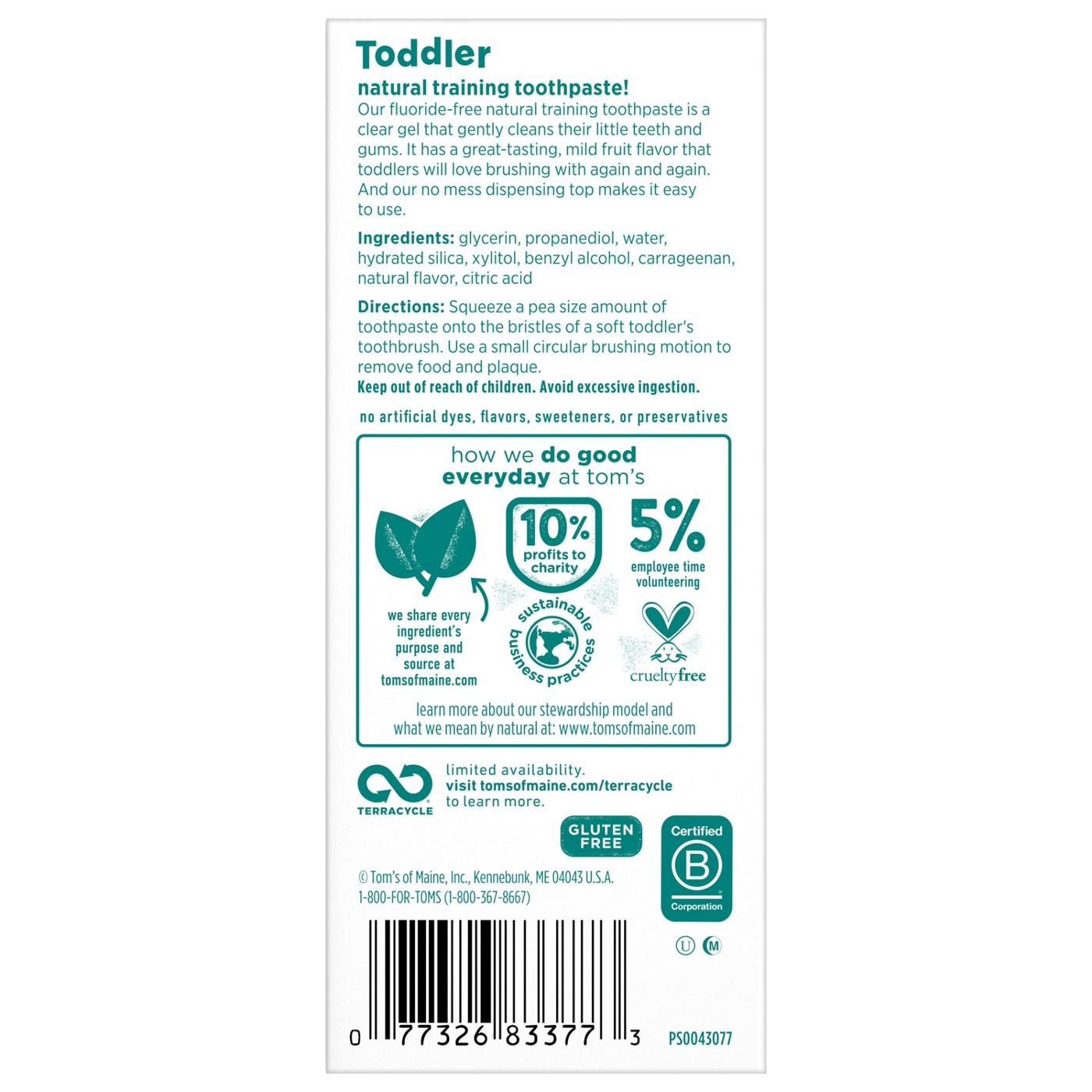 Tom's of Maine Toddler Fluoride - Free Training Toothpaste; image 5 of 8