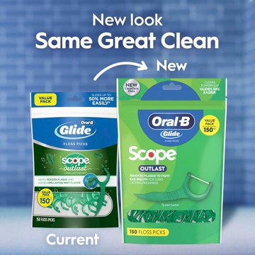 Oral-B Glide Mint Dental Floss Picks with Long Lasting Scope Flavor, 150 Picks, 150 ct