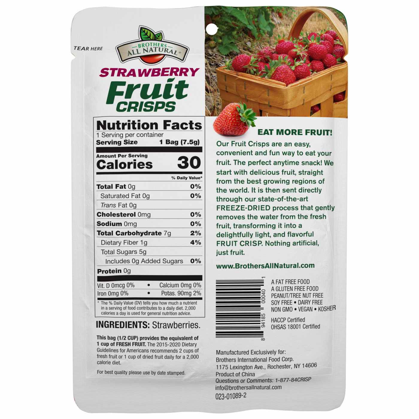 Brothers All Natural Strawberry Freeze-dried Fruit Crisps; image 2 of 3
