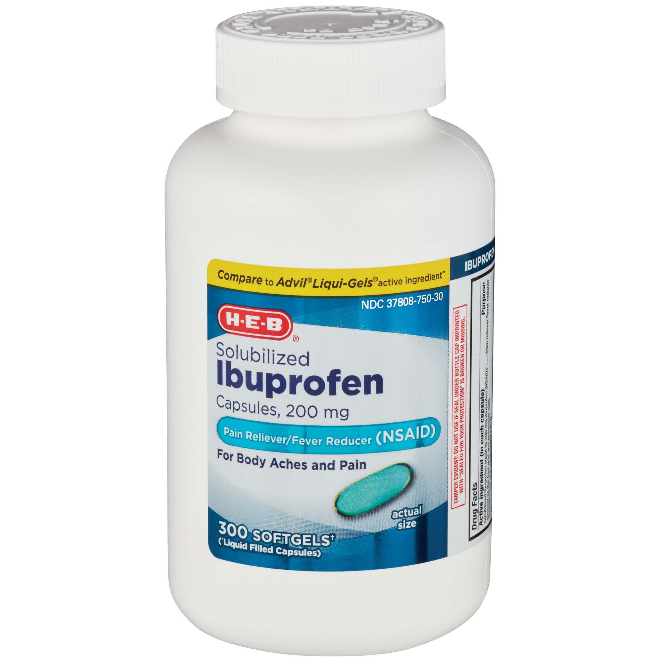 HEB Ibuprofen Fever & Pain Relief Softgels 200 mg Shop Medicines & Treatments at HEB