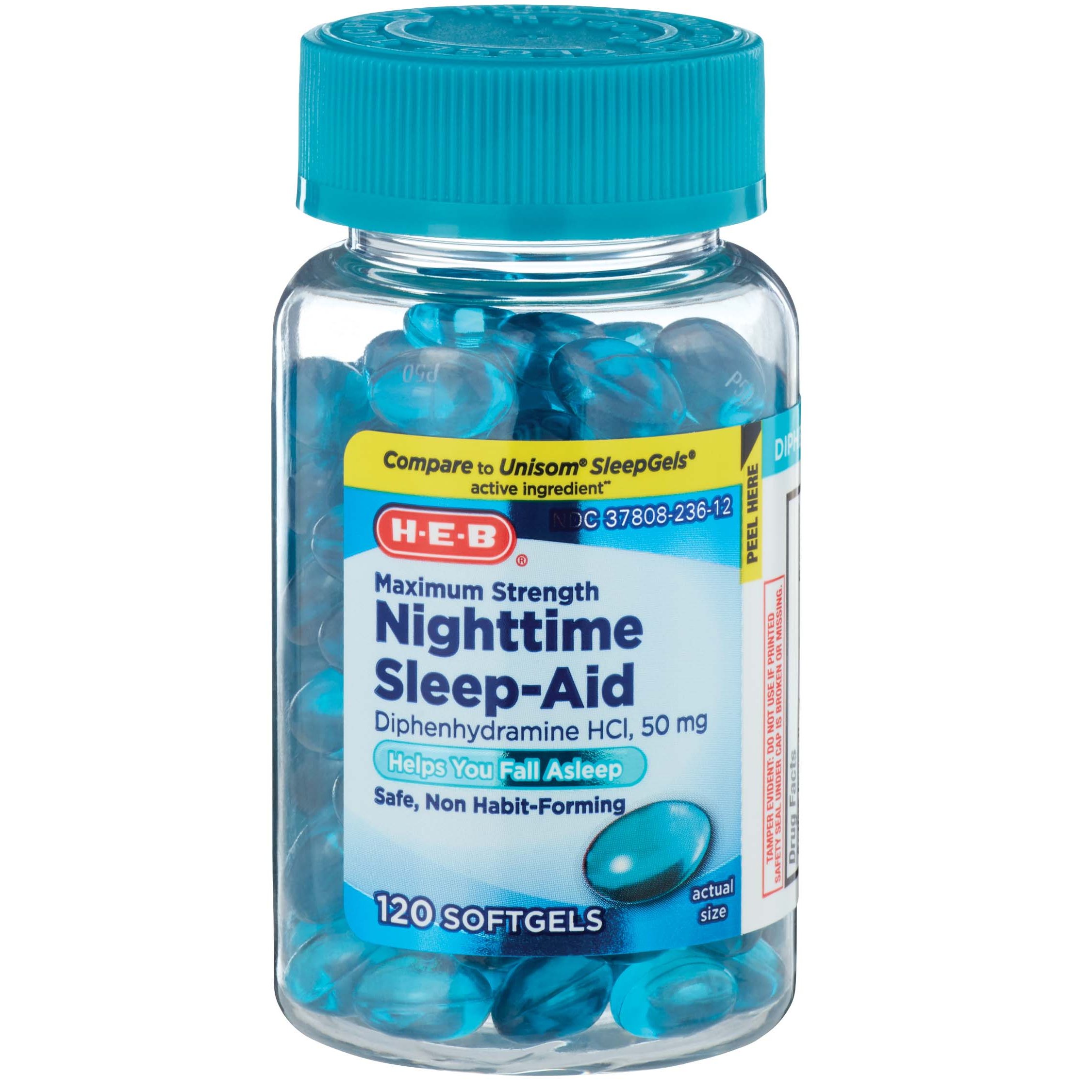 H-E-B Diphenhydramine Nighttime Sleep-Aid Softgels – 50 mg - Shop Sleep &  Snoring Aids at H-E-B