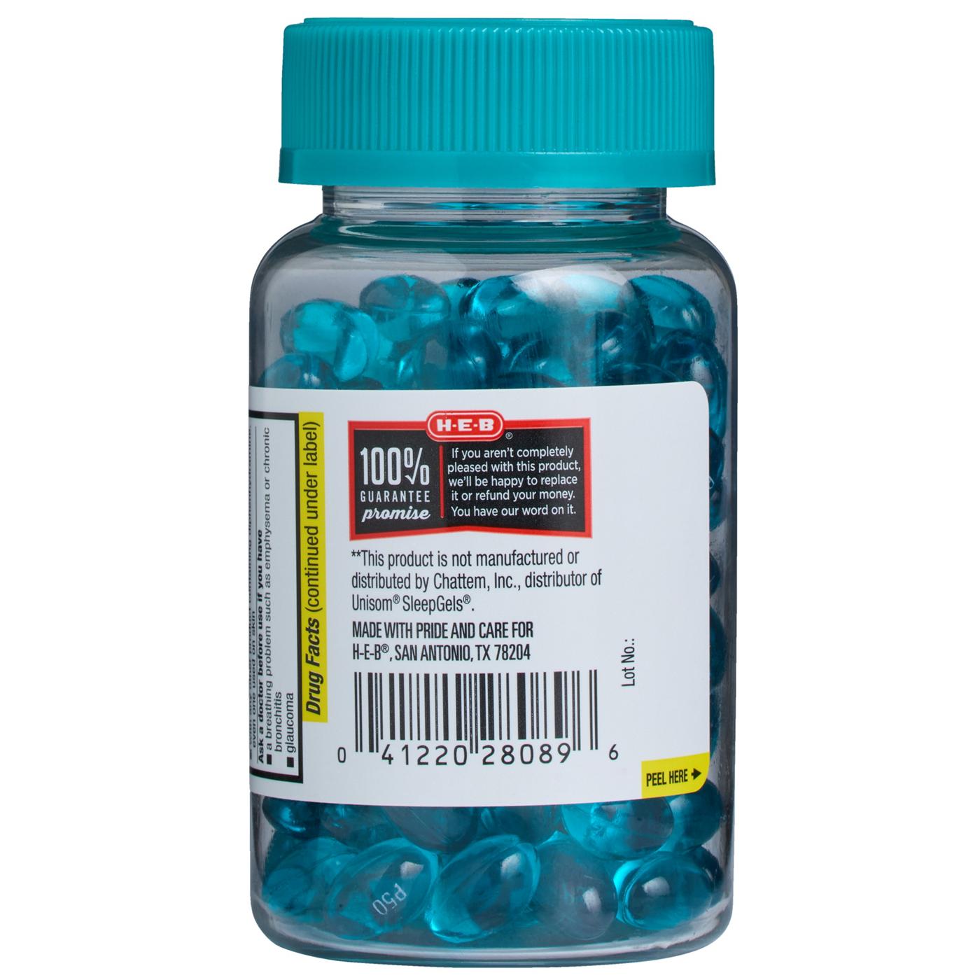 H-E-B Diphenhydramine Nighttime Sleep-Aid Softgels – 50 mg; image 3 of 4