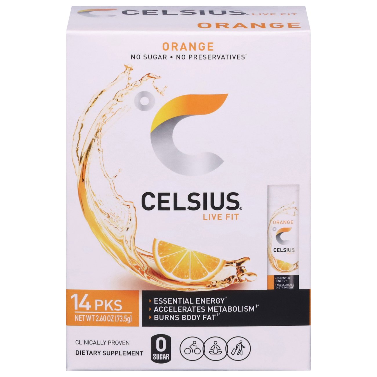 Celsius 0g Sugar Energy Powder Packs Orange Shop Diet & fitness at