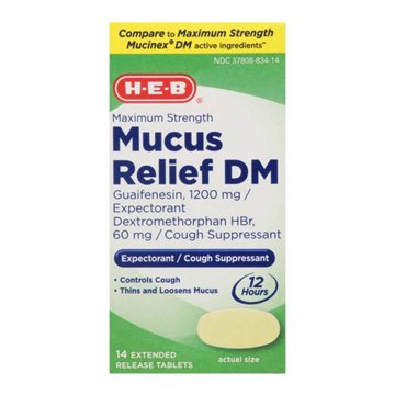 H-E-B Maximum Strength Mucus Relief DM Tablets, 14 ct