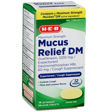 H-E-B Maximum Strength Mucus Relief DM Tablets, 14 ct