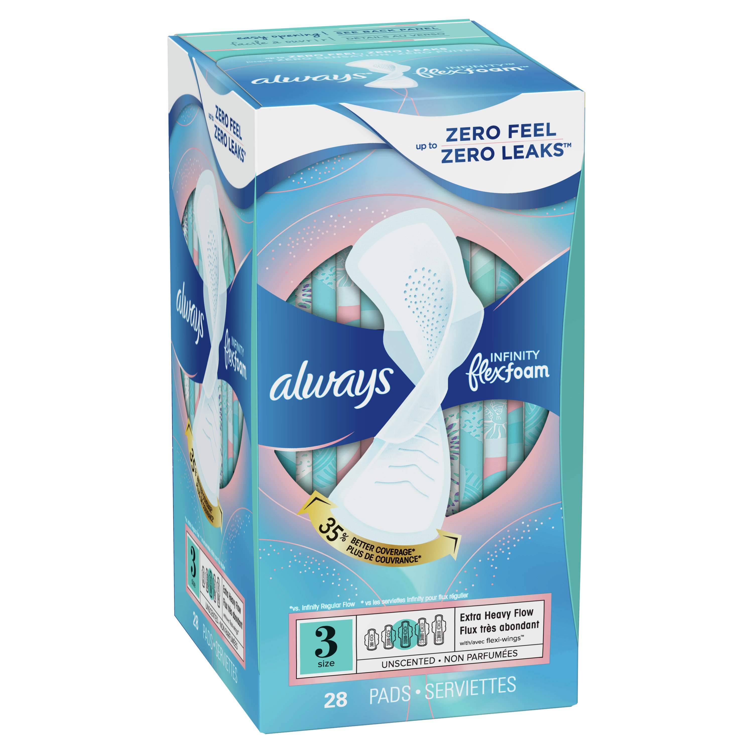 Always Infinity FlexFoam Pads for Women Size 3 Extra Heavy - Shop Pads &  Liners at H-E-B