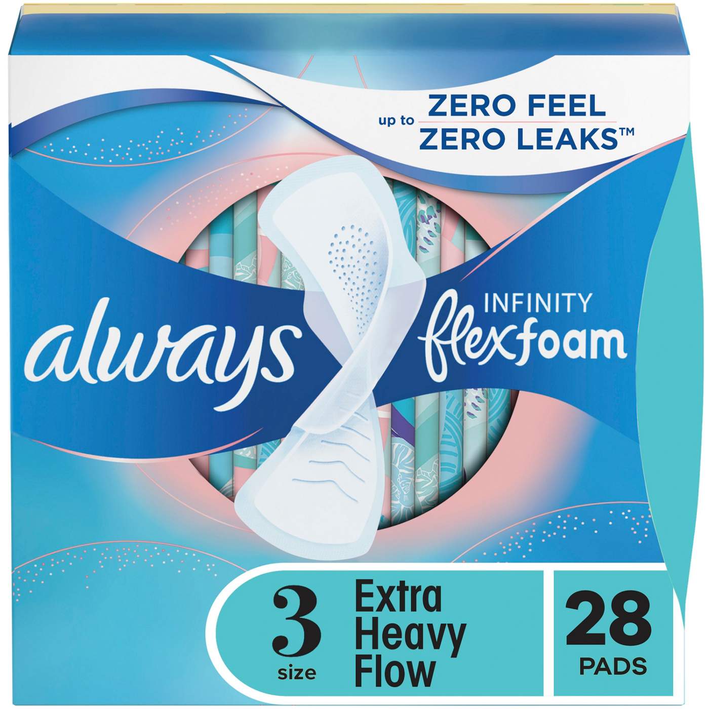 Always Infinity FlexFoam Pads  Extra Heavy Flow Absorbency, Unscented Size 3; image 1 of 10