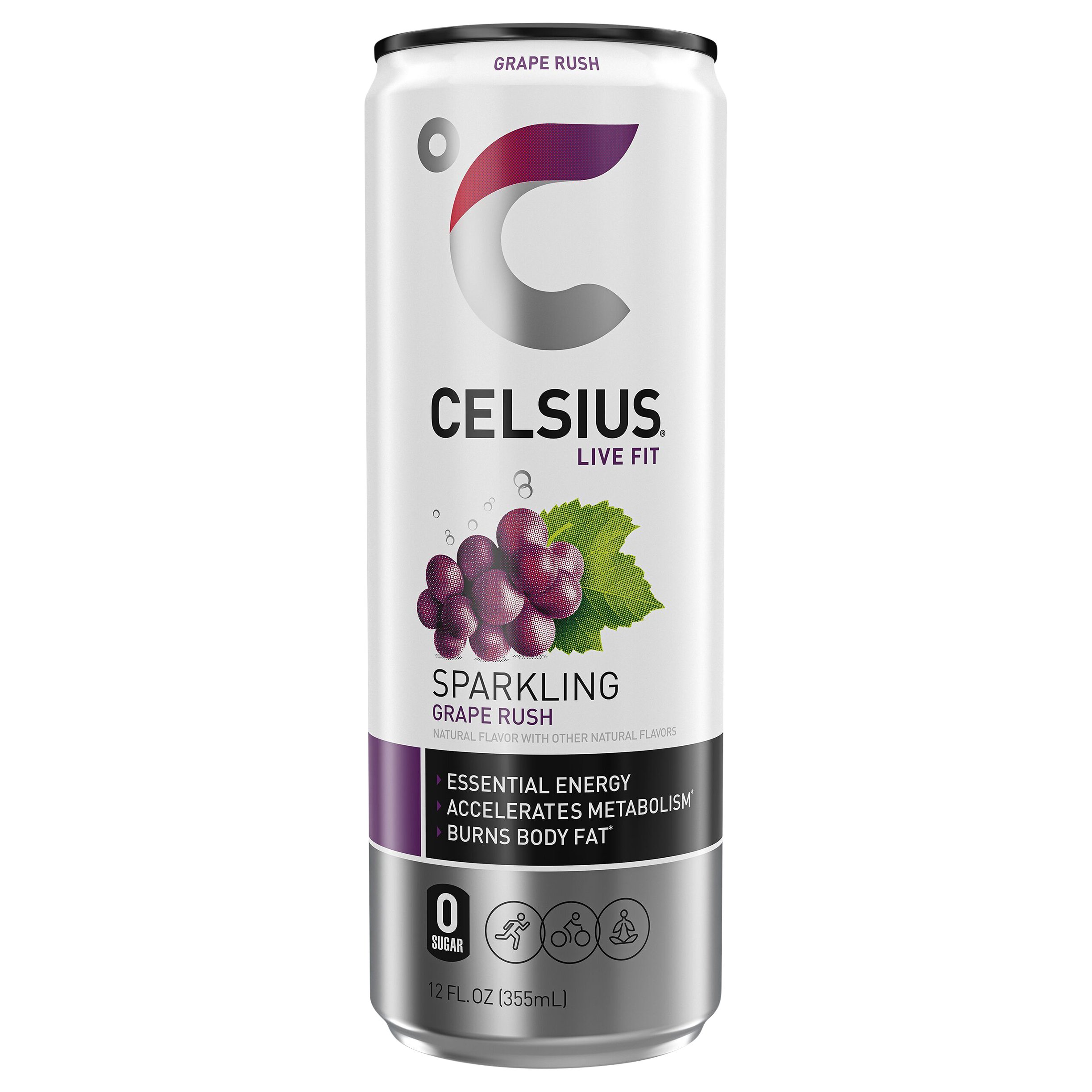 Celsius Zero Sugar Sparkling Energy Drink - Grape Rush, 12 oz