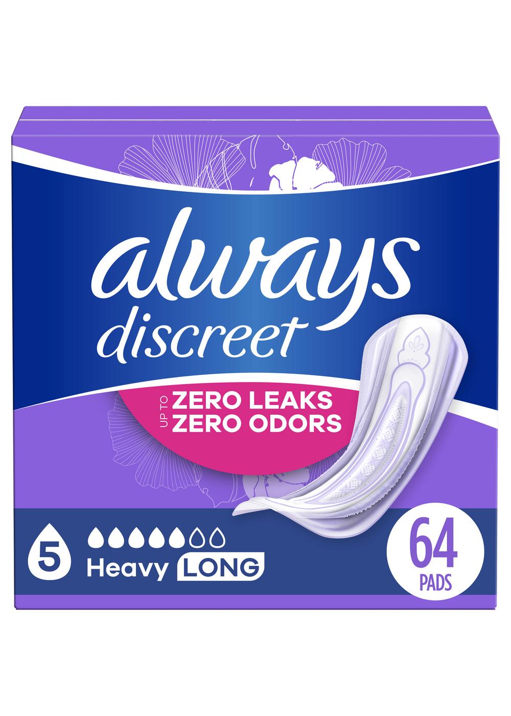 Always Discreet Heavy Long Incontinence Pads; image 1 of 9