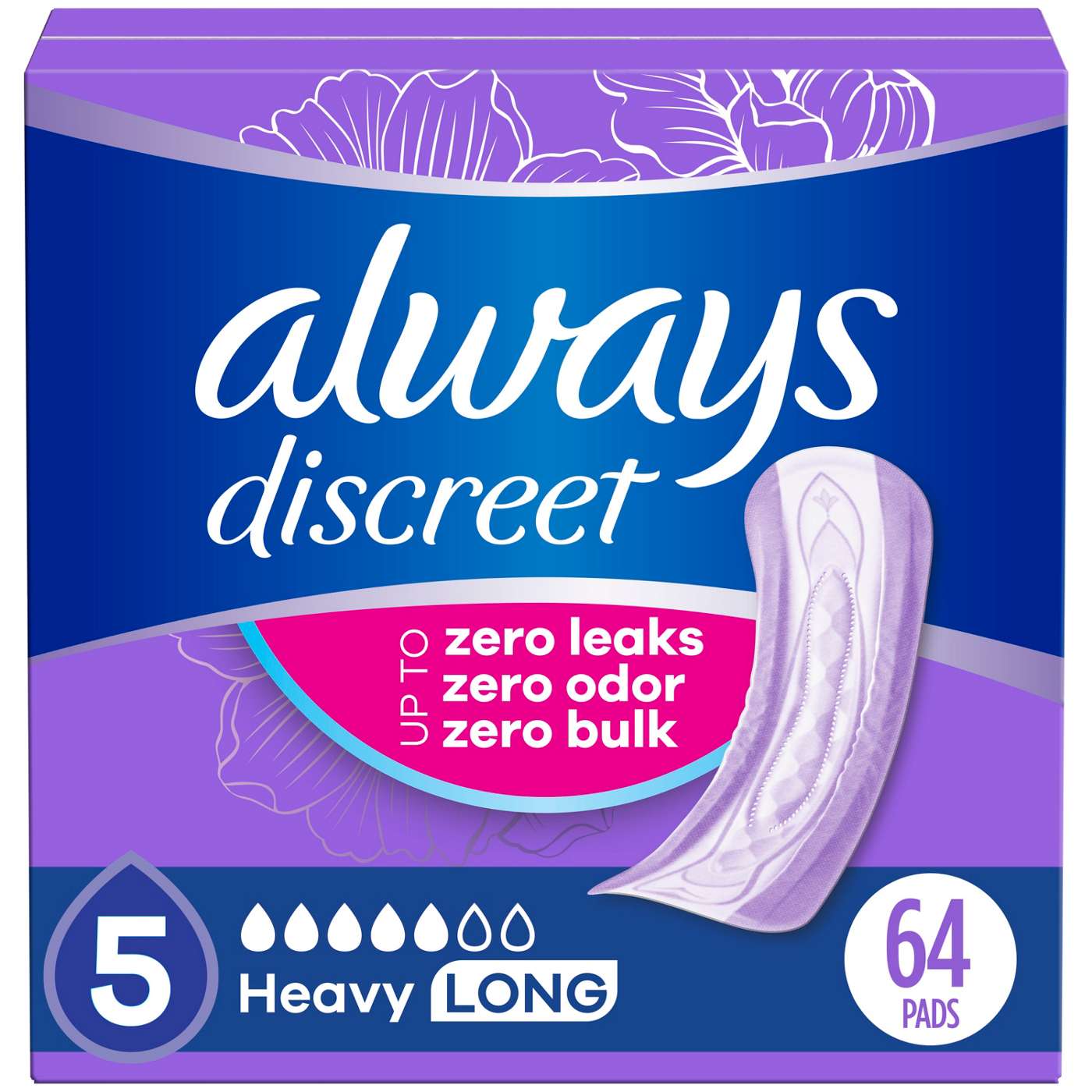 Always Discreet Adult Incontinence Pads for Women - Heavy Absorbency, Long Length; image 1 of 9