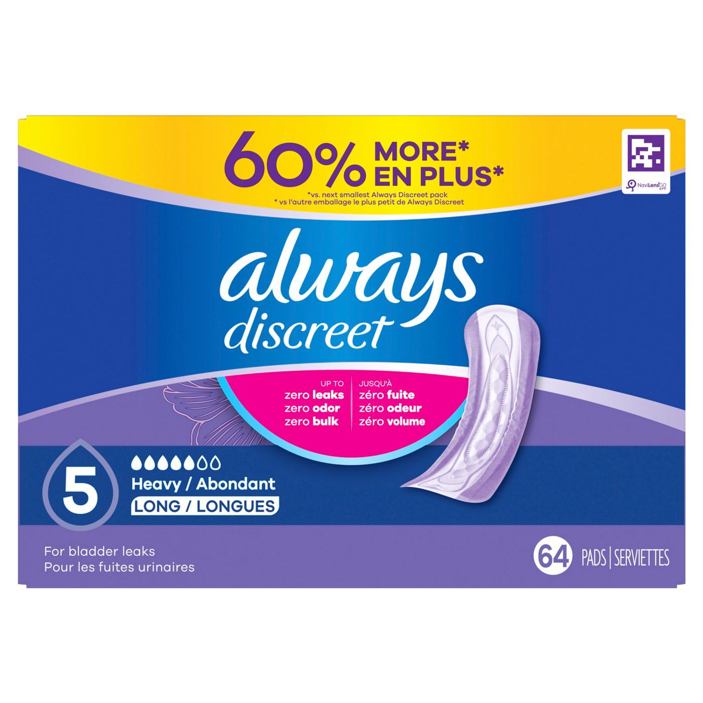 Always Discreet Adult Incontinence Pads for Women - Heavy Absorbency, Long Length; image 7 of 9
