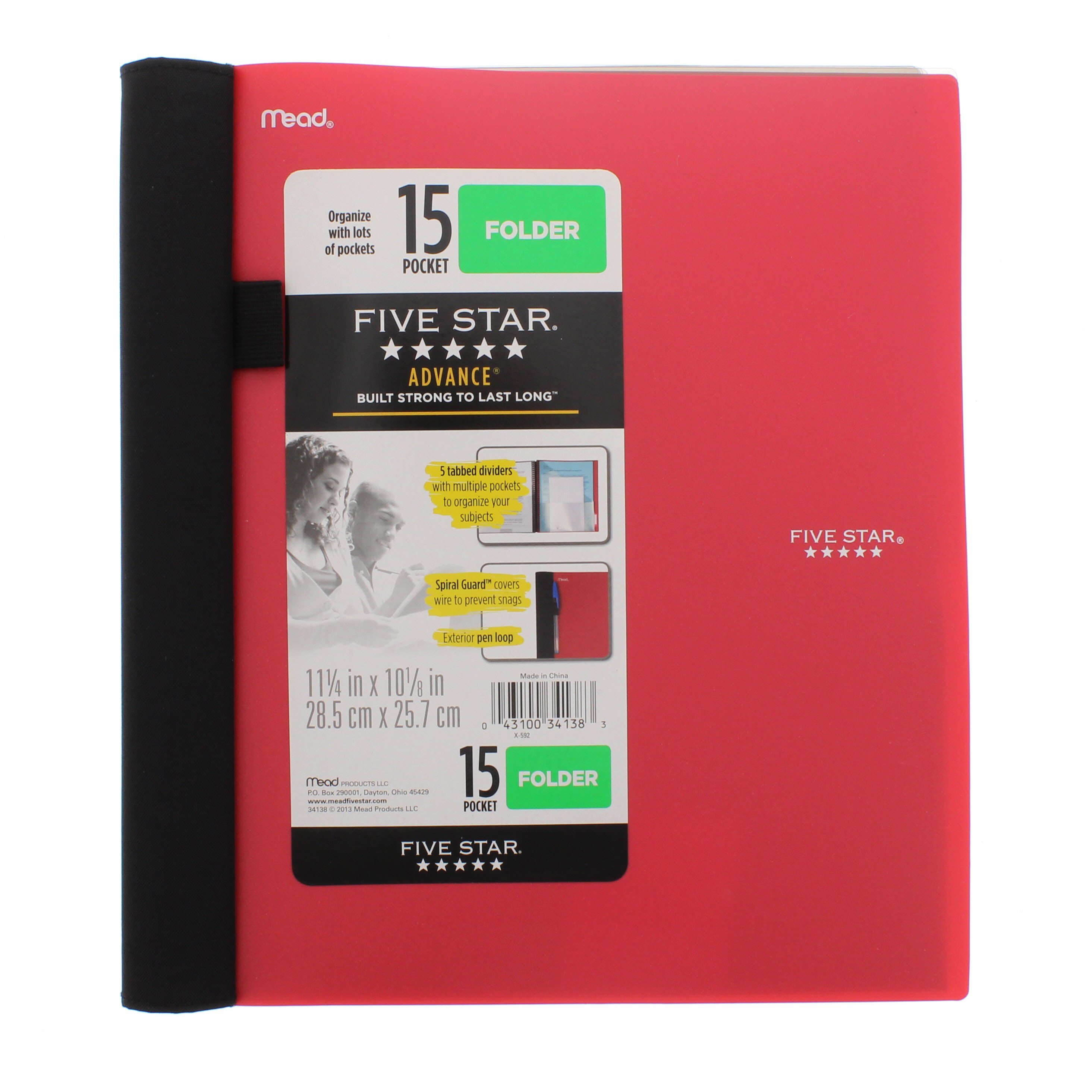 Mead Five Star Advance 15Pocket Folder, Red Shop School & Office
