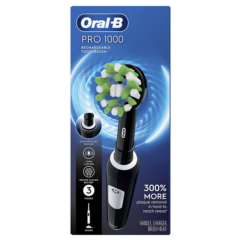 Permanent Arthur verder Oral-B Black Pro 1000 Cross Action Rechargeable Battery Toothbrush - Shop  Oral Hygiene at H-E-B