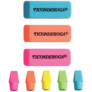 Ticonderoga Assorted Neon Erasers, 15 pc