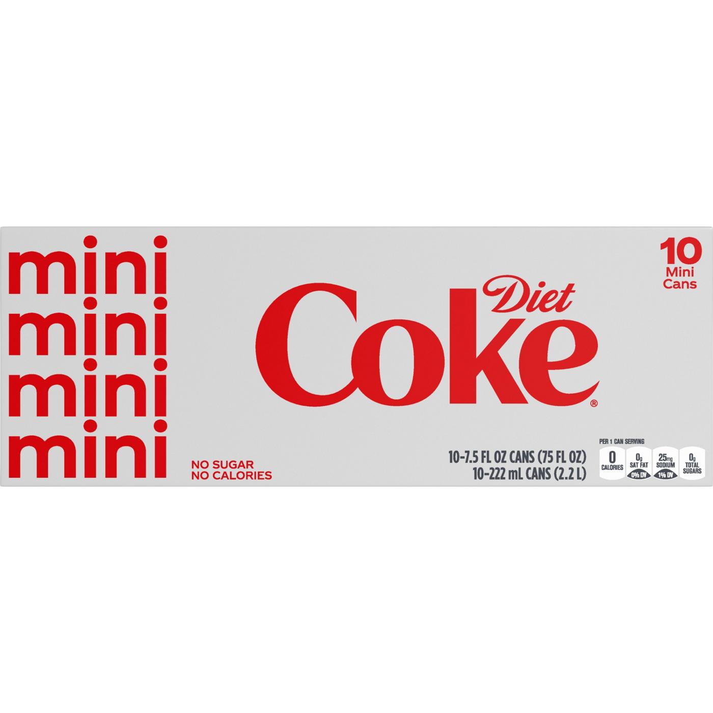 Diet Coke Soda Soft Drink 10 pk Mini Cans; image 1 of 7