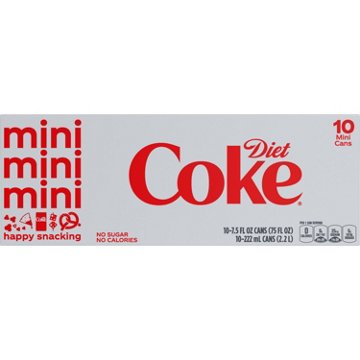 Diet Coke Soda Soft Drink 10 pk Mini Cans, 7.5 oz