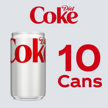 Diet Coke Soda Soft Drink 10 pk Mini Cans, 7.5 oz