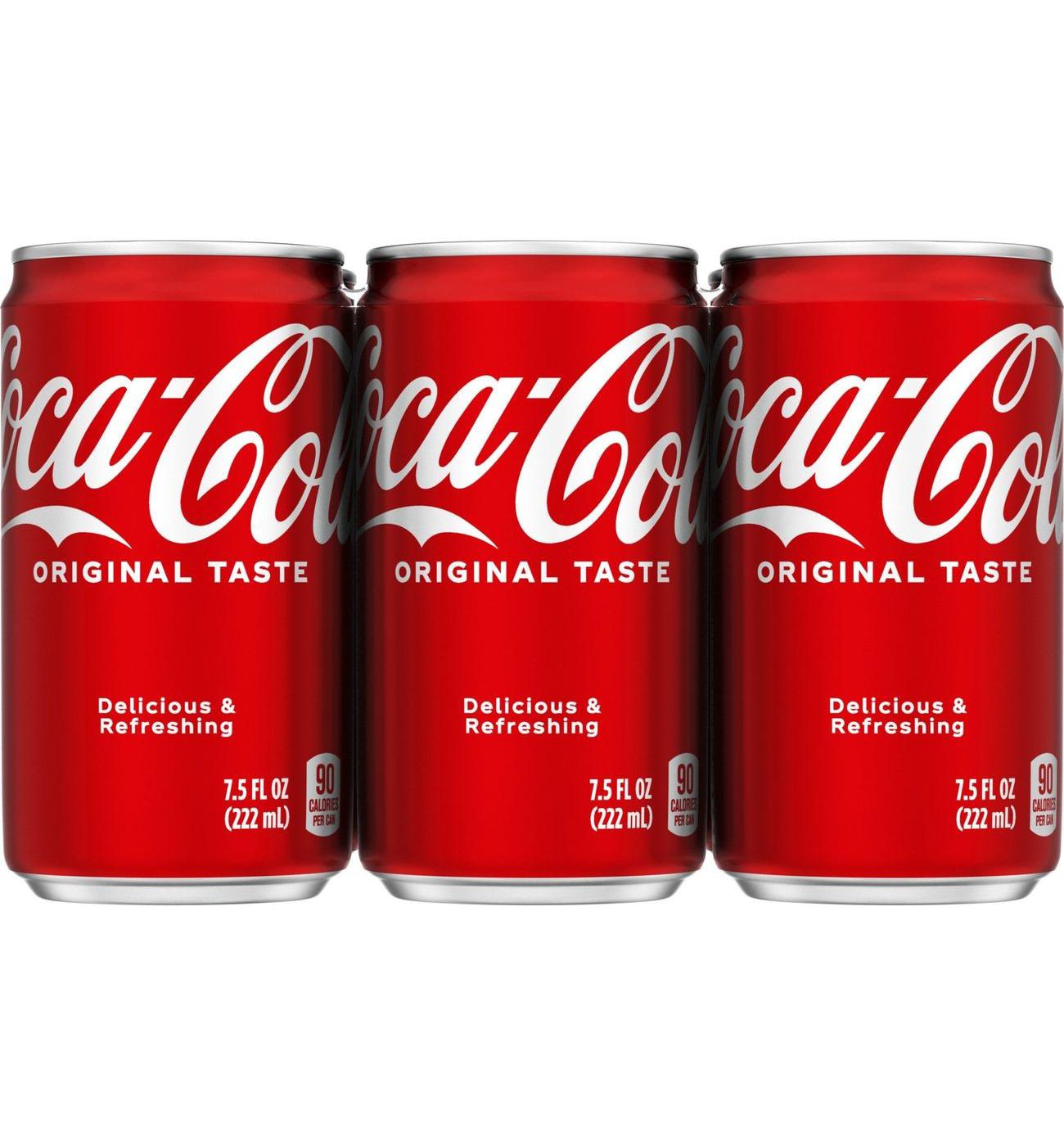 Coca-Cola Mini Soda Pop Soft Drink, 7.5 fl oz, 10 Pack Cans 