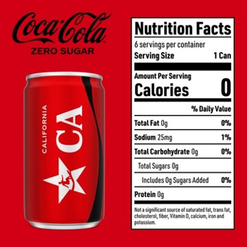 Coca-Cola Zero Sugar Soda Soft Drink 6 pk Mini Cans
