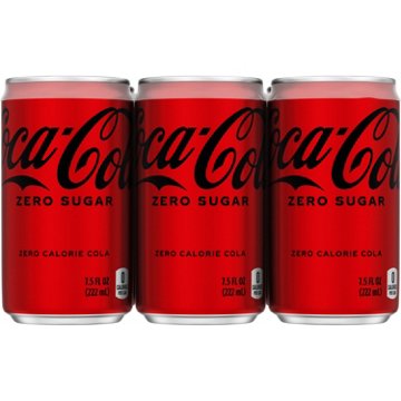 Coca-Cola Zero Sugar Soda Soft Drink 6 pk Mini Cans