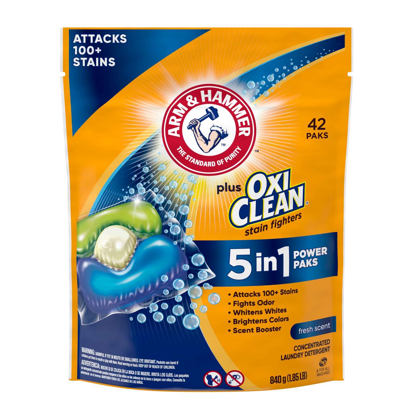 Arm & Hammer Plus OxiClean HE Laundry Detergent Pacs - Fresh; image 1 of 12
