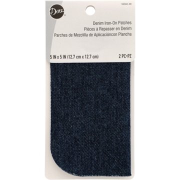 Dritz Denim Iron-on Patches - Dark Blue, 2 Pc, 5" x 5"