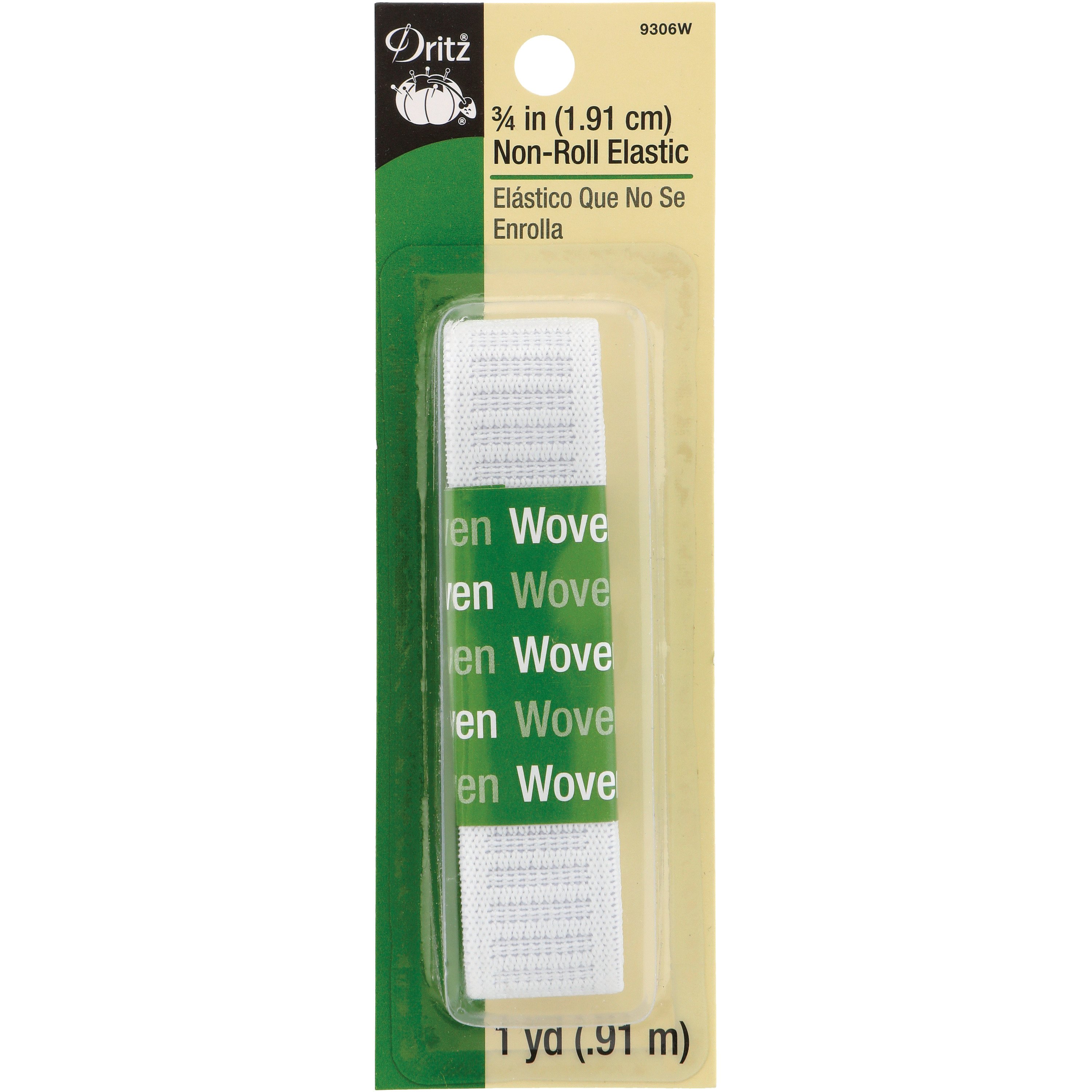 Dritz Woven Non-Roll Elastic 3/4X3yd-White