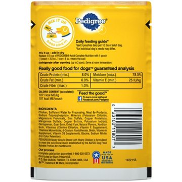 Pedigree Chopped Ground Dinner Adult Soft Wet Dog Food - Hearty Chicken